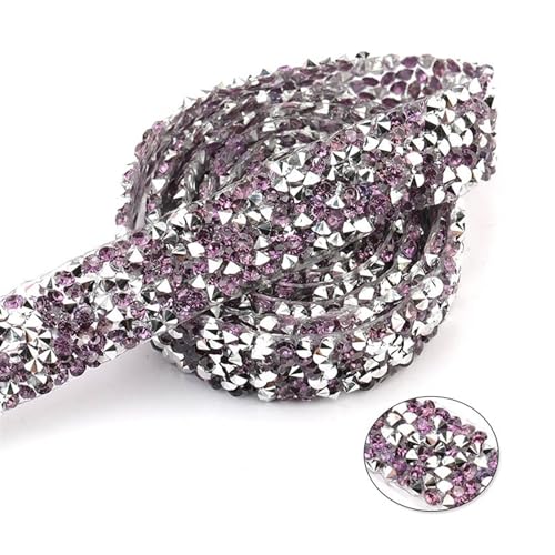 ZGXNYI Diamant-Bänder 1 Yard 15 mm Borten, Mehrfarbig, for Kleiderdekorationen, glitzernde Kristallbänder, Applikationen, Strass-Bastelarbeiten(Amethyst) von ZGXNYI