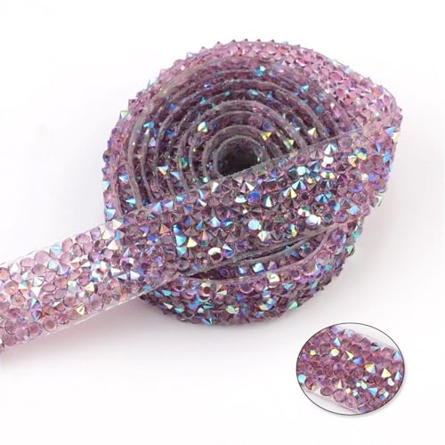 ZGXNYI Diamant-Bänder 1 Yard 15 mm Borten, Mehrfarbig, for Kleiderdekorationen, glitzernde Kristallbänder, Applikationen, Strass-Bastelarbeiten(Amethyst AB) von ZGXNYI