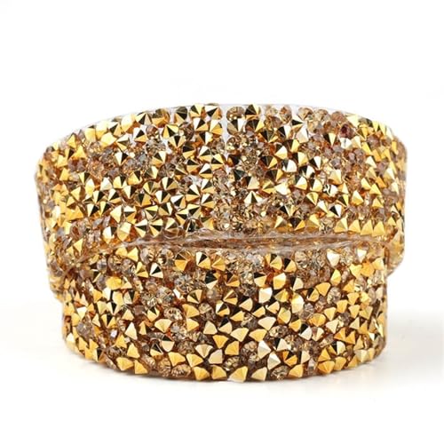 ZGXNYI Diamant-Bänder 1 Yard Kristall-Strassband DIY selbstklebendes funkelndes Strassband mit Strasssteinen for Hochzeitskleidungszubehör(2cm - Gold) von ZGXNYI