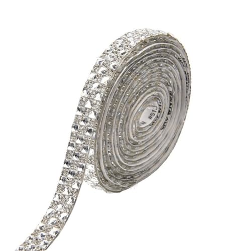 ZGXNYI Diamant-Bänder 1 Yard Selbstklebender Strass-Aufkleber for Basteln, Kristall-Diamant-Band, DIY-Aufkleber, Auto-Telefon-Kamera-Verzierung, Dekoration, 1,2 cm(White) von ZGXNYI