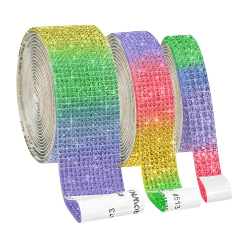 ZGXNYI Diamant-Bänder 10 Farben 1 PC selbstklebendes Kristall-Acryl-Rollenaufkleber-Kleidungsband-Harz-Diamant-Glitzerband(Colorful A,0.7cm) von ZGXNYI