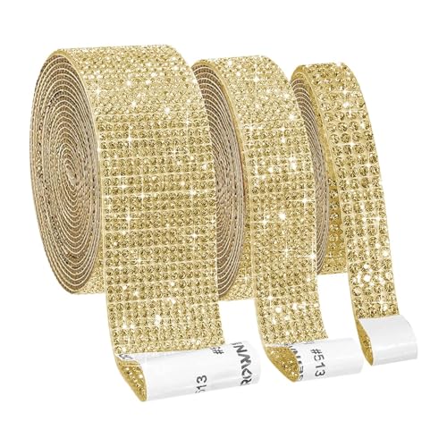 ZGXNYI Diamant-Bänder 10 Farben 1 PC selbstklebendes Kristall-Acryl-Rollenaufkleber-Kleidungsband-Harz-Diamant-Glitzerband(Gold,0.7cm) von ZGXNYI