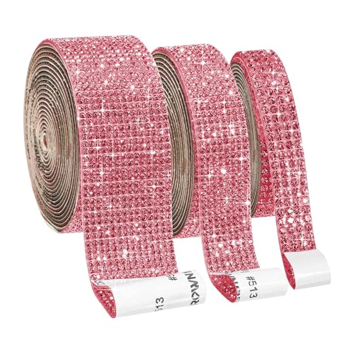 ZGXNYI Diamant-Bänder 10 Farben 1 PC selbstklebendes Kristall-Acryl-Rollenaufkleber-Kleidungsband-Harz-Diamant-Glitzerband(Pink,1.8cm) von ZGXNYI