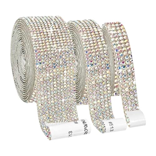 ZGXNYI Diamant-Bänder 10 Farben 1 PC selbstklebendes Kristall-Acryl-Rollenaufkleber-Kleidungsband-Harz-Diamant-Glitzerband(Silver,0.7cm) von ZGXNYI