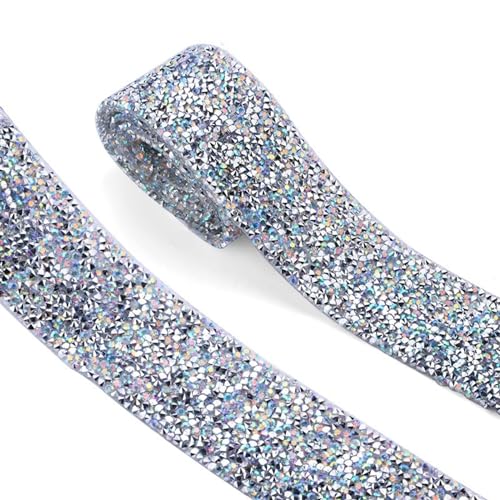 ZGXNYI Diamant-Bänder 2 Yards Nähen Trim Crystal Strass Fix Tape Applikator Band mit Strasssteinen for Aufbügeln for Kleider(4cm - Clear AB) von ZGXNYI