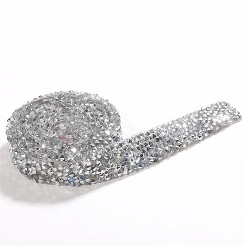 ZGXNYI Diamant-Bänder 5 Yards Nähen Kristall Motiv Strass Hot Fix Trim Applikator Band for Kleider(Crystal AB Color,Width 2cm) von ZGXNYI