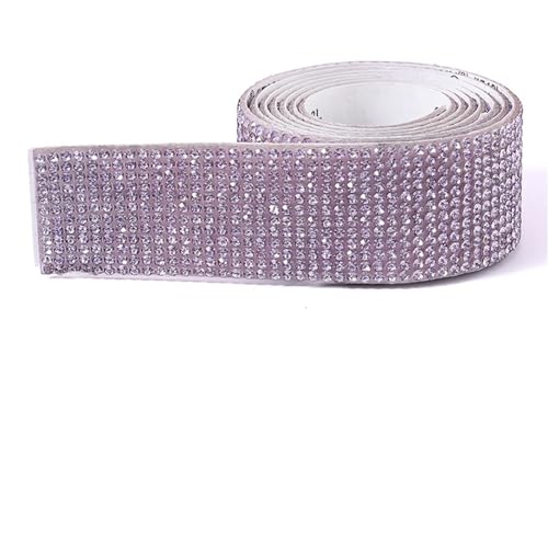 ZGXNYI Diamant-Bänder DIY selbstklebendes Strass-Aufkleberband, Blattbesatz, glitzerndes Kristallband, Diamant-Aufkleber for Telefon, Schuhe, Kleidung, Dekoration(Crystal Purple,12 Rows Drills) von ZGXNYI