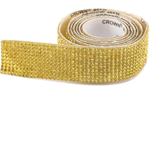 ZGXNYI Diamant-Bänder DIY selbstklebendes Strass-Aufkleberband, Blattbesatz, glitzerndes Kristallband, Diamant-Aufkleber for Telefon, Schuhe, Kleidung, Dekoration(Lemon Yellow,10 Rows Drills) von ZGXNYI