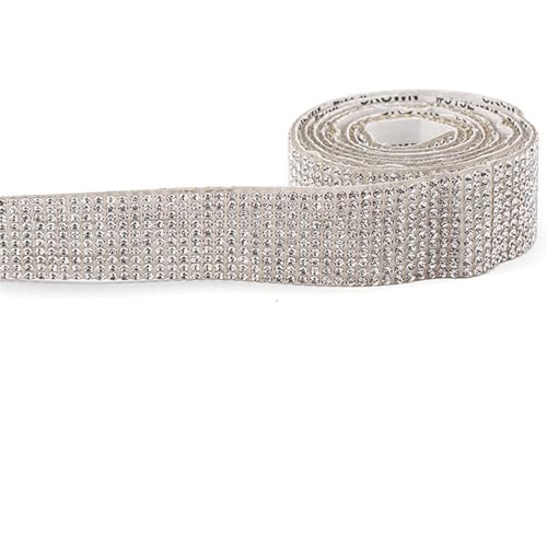 ZGXNYI Diamant-Bänder DIY selbstklebendes Strass-Aufkleberband, Blattbesatz, glitzerndes Kristallband, Diamant-Aufkleber for Telefon, Schuhe, Kleidung, Dekoration(White,12 Rows Drills) von ZGXNYI