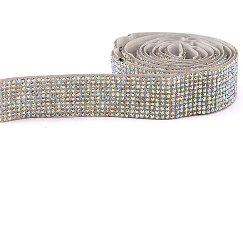 ZGXNYI Diamant-Bänder DIY selbstklebendes Strass-Aufkleberband, Blattbesatz, glitzerndes Kristallband, Diamant-Aufkleber for Telefon, Schuhe, Kleidung, Dekoration(White AB,12 Rows Drills) von ZGXNYI