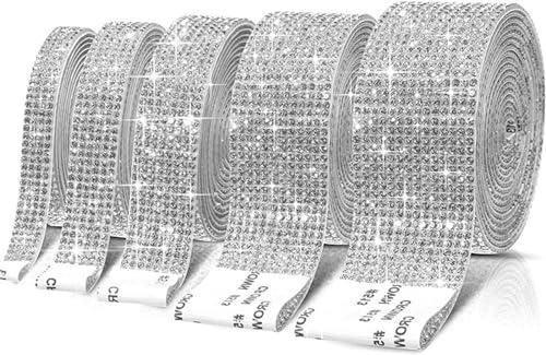 ZGXNYI Diamant-Bänder Selbstklebender Kristall-Strass-Aufkleber, Diamantband, DIY-Aufkleber, Strasssteine, Kunsthandwerk, Auto-Telefon-Dekoration(Clear,10 Row (22mm)) von ZGXNYI