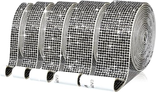 ZGXNYI Diamant-Bänder Selbstklebendes Kristallband for Handarbeiten, Hotfix-Strasssteine, Kettenaufkleber, Band, DIY-Handwerk(Black,4 Row (8mm)) von ZGXNYI