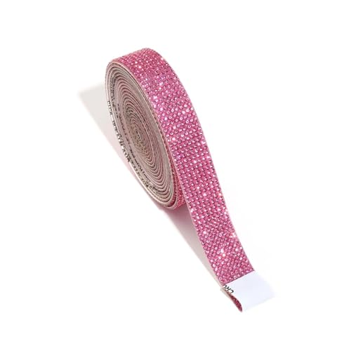 ZGXNYI Diamant-Bänder Selbstklebendes Kristallband for Handarbeiten, Hotfix-Strasssteine, Kettenaufkleber, Band, DIY-Handwerk(Pink,10 Row (22mm)) von ZGXNYI