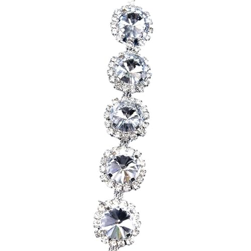 ZGXNYI Diamant-Bänder Versilberte Kristall-Diamant-Blumenkette, ausgefallene Strass-Nähband-Besatz-Applikation, DIY-Hüte, Kleidung, Dekoration, Zubehör(Style 6,100cm) von ZGXNYI