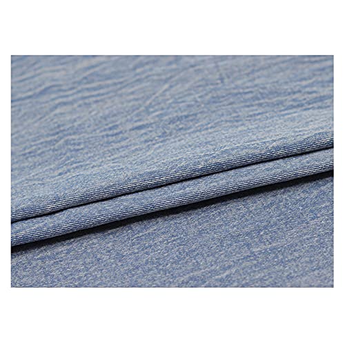 Jeansstoff, Jeansmaterial, von Hand abgewischt, die alte Textur, gewaschener Jeansstoff zur Herstellung von Kleidung, DIY-Handarbeit, Dekoration – ein halber Meter (Breite 150 cm) (Farbe: Blau) von ZGYOZMNG