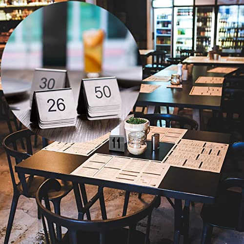 Tischnummern-Sets aus Edelstahl 1 bis 50/100 – Tischnummernschild, stapelbare Nummernkarten – Tischnummernständer im Zeltstil für Restaurants, Bars, Cafés (Farbe: 1 bis 100, Größe: 5 x 4 x 3,5 c von ZGYOZMNG