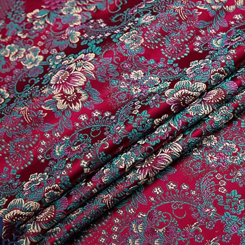 ZGYOZMNG Seidensatinstoff, Jacquard-Brokatstoff, 75 × 100 cm, Kunstseidensatinstoff für Polsterdekoration, Tischdecke, Kleid, Schneiderei, Hochzeit (Farbe: 4 Pink) (2 Burgunderrot) von ZGYOZMNG