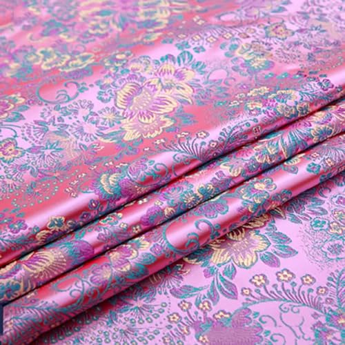 ZGYOZMNG Seidensatinstoff, Jacquard-Brokatstoff, 75 × 100 cm, Kunstseidensatinstoff für Polsterdekoration, Tischdecke, Kleid, Schneiderei, Hochzeit (Farbe: 4 Pink) (4 Pink) von ZGYOZMNG