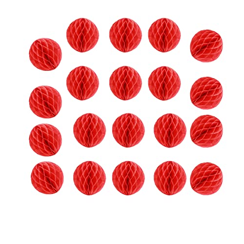 20 Stück Waben-Blumenkugeln Party Wabenbälle Dekoration Papier Blumen Kugeln Seidenpapier Blume Ball Pom Poms Ball für Babyparty Geburtstag Hochzeit Heimdekoration (15,2 cm, rot) von ZGjoy