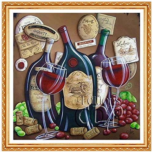 ZGmaxCL 5D Diamanten Gemälde Set Diamond Painting Bilder Puzzles Erwachsene Groß Wein und Weingläser Wanddekoration 40x40cm von ZGmaxCL