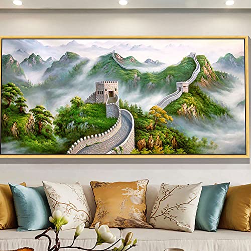 ZGmaxCL 5D Diamanten Gemälde Set Diamond Painting Bilder Puzzles Erwachsene Kinder Full Groß Chinesische Mauer Wohnzimmer Wanddekor 100x50cm von ZGmaxCL