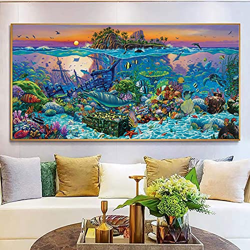 ZGmaxCL 5D Diamanten Gemälde Set Diamond Painting Bilder Puzzles Erwachsene Kinder Full Groß Die Unterwasserwelt Modern Wohnung Wanddekoration 100x50cm von ZGmaxCL