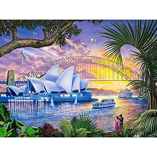 ZGmaxCL 5D Diamanten Gemälde Set Diamond Painting Zubehör Puzzles Erwachsene Groß Opernhaus in Sydney Wandbilder Wand Décor 60x50cm von ZGmaxCL