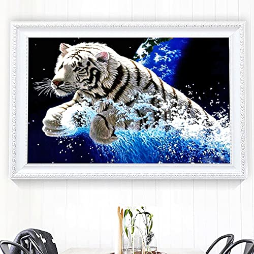 ZGmaxCL 5D Diamanten Gemälde Set Diamond Painting Zubehör Puzzles Erwachsene Kinder Groß weißer Tiger Wandbilder Wand Décor 110x60cm von ZGmaxCL