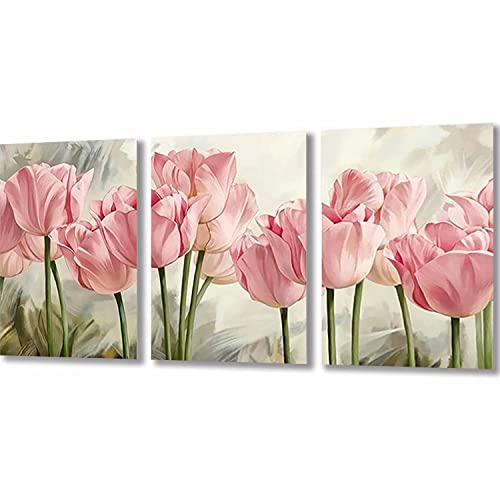 ZGmaxCL DIY 5D Diamant Malerei Set Puzzles Diamant Painting Bilder Erwachsene Groß rosa Tulpen Aesthetic Home Wanddekor 100x40cm von ZGmaxCL