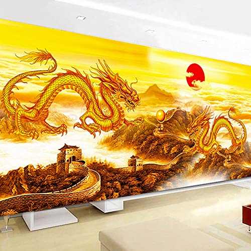 ZGmaxCL DIY 5D Diamant Malerei Set Puzzles Diamant Painting Set Erwachsene Groß Chinesischer Drache und die Chinesische Mauer Home Wand Décor 150x60cm von ZGmaxCL