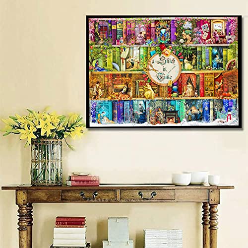 ZGmaxCL DIY 5D Diamant Malerei Set Puzzles Diamant Painting Set Erwachsene Groß buntes Bücherregal Schlafzimmer Wohnzimmer Deko 90x60cm von ZGmaxCL