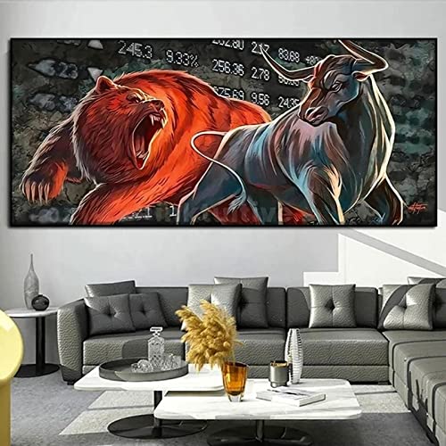 ZGmaxCL DIY 5D Diamond Painting Set Puzzles Stickerei Strass Diamant Malerei Erwachsene Full Groß Bär und Stier Room Wanddekoration 100x40cm von ZGmaxCL