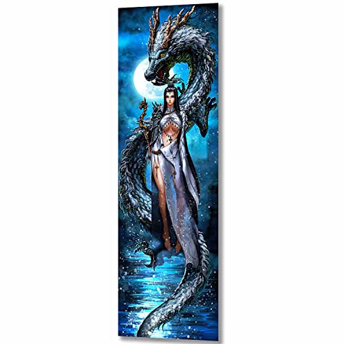 ZGmaxCL DIY 5D Diamond Painting Set Puzzles Stickerei Strass Diamant Malerei Erwachsene Groß Drache und Frau Home Wanddekor 200x50cm von ZGmaxCL