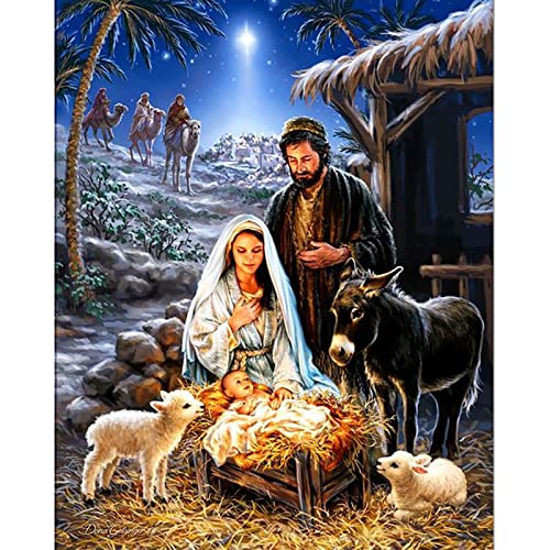 ZGmaxCL DIY 5D Diamond Painting Set Puzzles Stickerei Strass Diamant Malerei Erwachsene Groß Geburt Jesu Home Wall Décor 60x40cm von ZGmaxCL