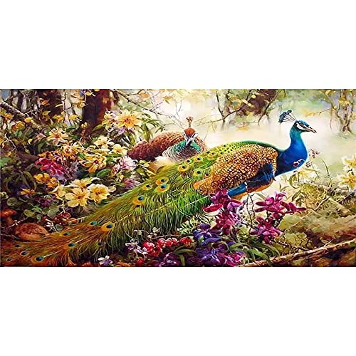 ZGmaxCL DIY 5D Diamond Painting Set Puzzles Stickerei Strass Diamant Malerei Erwachsene Groß Pfau und Blumen Aesthetic Room Wanddekoration 100x50cm von ZGmaxCL