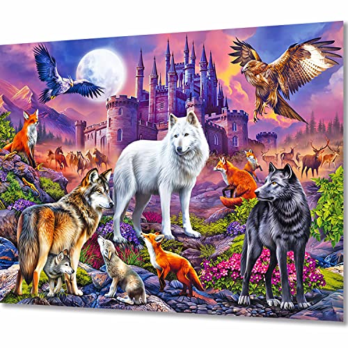 ZGmaxCL DIY 5D Diamond Painting Set Puzzles Stickerei Strass Diamant Malerei Erwachsene Groß Schloss und Wolf Aesthetic Home Wanddekor 75x50cm von ZGmaxCL