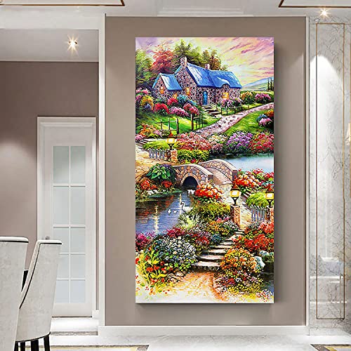 ZGmaxCL DIY 5D Diamond Painting Stickerei Strass Diamant Malerei Diamond Painting Set Diamant Painting Bilder Erwachsene Kinder Full Groß Fantasiewaldhütte Wohnzimmer Wanddekor 110x50 cm von ZGmaxCL