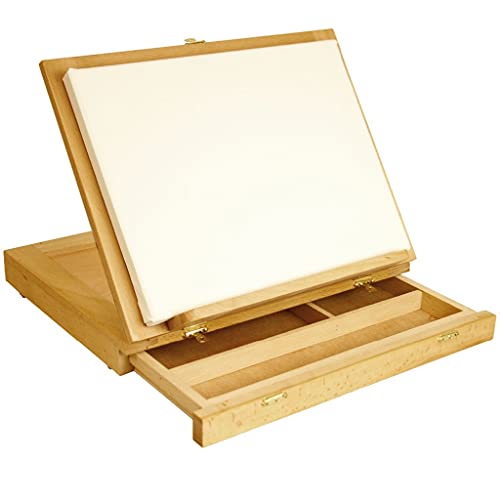 Staffelei, verstellbare Schreibtisch-Tischstaffelei aus Holz mit Aufbewahrungsschublade, Premium-Skizzenregal-Aufbewahrung für Künstler von ZHAGDHFD