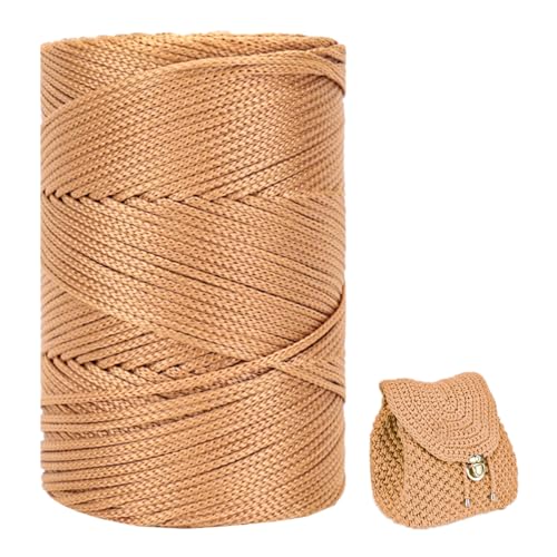 Polyester Garn 3mm X 225m，Makramee Garn 3mm，Makramee Band，Polypropylene Yarn，Geflochten Makramee Schnur Farbig，garn Zum Häkeln Für Stricken，Dekoration DIY Handwerk (Dunkles Khaki) von ZHANGXIAOMIN