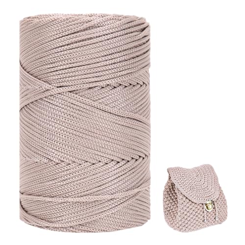 ZHANGXIAOMIN Polyester Garn 3mm X 225m，Makramee Garn 3mm，Makramee Band，Polypropylene Yarn，Geflochten Makramee Schnur Farbig，garn Zum Häkeln Für Stricken，Dekoration DIY Handwerk (Flachs) von ZHANGXIAOMIN