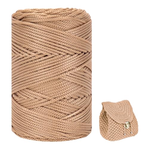 ZHANGXIAOMIN Polyester Garn 3mm X 225m，Makramee Garn 3mm，Makramee Band，Polypropylene Yarn，Geflochten Makramee Schnur Farbig，garn Zum Häkeln Für Stricken，Dekoration DIY Handwerk (Khaki) von ZHANGXIAOMIN