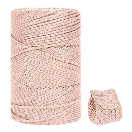 Polyester Garn 3mm X 225m，Makramee Garn 3mm，Makramee Band，Polypropylene Yarn，Geflochten Makramee Schnur Farbig，garn Zum Häkeln Für Stricken，Dekoration DIY Handwerk (Khakiweiß) von ZHANGXIAOMIN