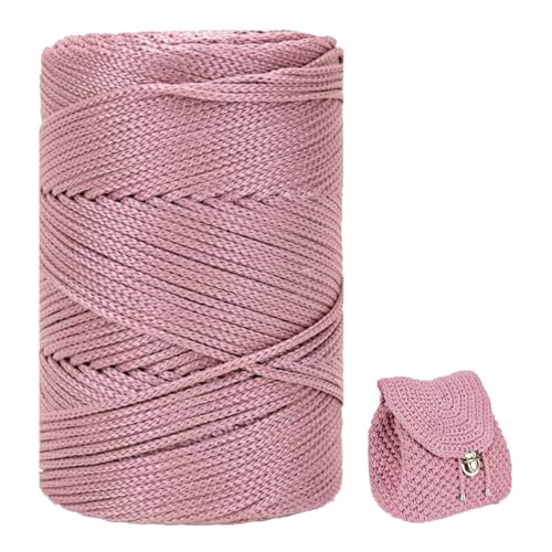 Polyester Garn 3mm X 225m，Makramee Garn 3mm，Makramee Band，Polypropylene Yarn，Geflochten Makramee Schnur Farbig，garn Zum Häkeln Für Stricken，Dekoration DIY Handwerk (Lederpulver) von ZHANGXIAOMIN