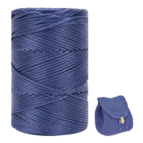 Polyester Garn 3mm X 225m，Makramee Garn 3mm，Makramee Band，Polypropylene Yarn，Geflochten Makramee Schnur Farbig，garn Zum Häkeln Für Stricken，Dekoration DIY Handwerk (Navy blau) von ZHANGXIAOMIN