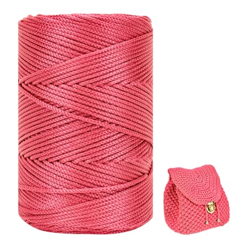 ZHANGXIAOMIN Polyester Garn 3mm X 225m，Makramee Garn 3mm，Makramee Band，Polypropylene Yarn，Geflochten Makramee Schnur Farbig，garn Zum Häkeln Für Stricken，Dekoration DIY Handwerk (Rosa) von ZHANGXIAOMIN