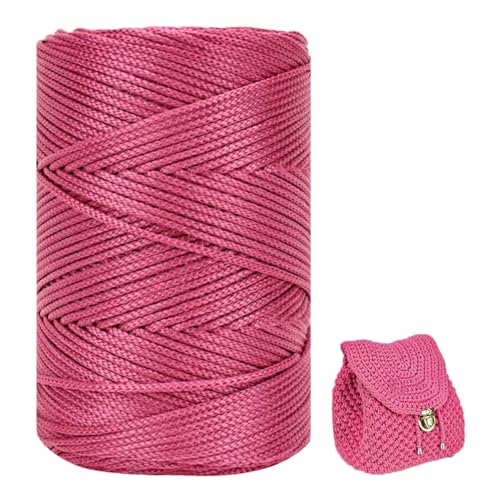 ZHANGXIAOMIN Polyester Garn 3mm X 225m，Makramee Garn 3mm，Makramee Band，Polypropylene Yarn，Geflochten Makramee Schnur Farbig，garn Zum Häkeln Für Stricken，Dekoration DIY Handwerk (Rotwein) von ZHANGXIAOMIN