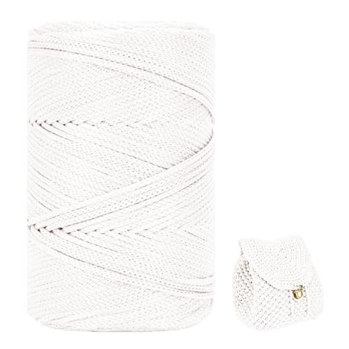 Polyester Garn 3mm X 225m，Makramee Garn 3mm，Makramee Band，Polypropylene Yarn，Geflochten Makramee Schnur Farbig，garn Zum Häkeln Für Stricken，Dekoration DIY Handwerk (Weiß) von ZHANGXIAOMIN