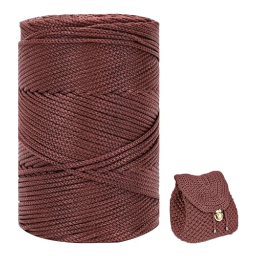 ZHANGXIAOMIN Polyester Garn 3mm X 225m，Makramee Garn 3mm，Makramee Band，Polypropylene Yarn，Geflochten Makramee Schnur Farbig，garn Zum Häkeln Für Stricken，Dekoration DIY Handwerk (Dunkelbraun) von ZHANGXIAOMIN