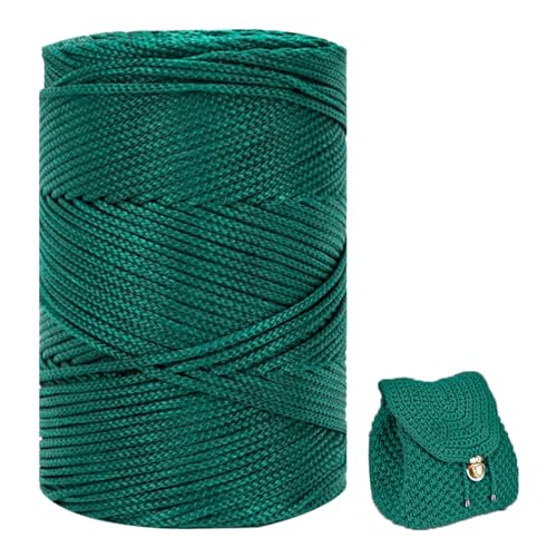 Polyester Garn 3mm X 225m，Makramee Garn 3mm，Makramee Band，Polypropylene Yarn，Geflochten Makramee Schnur Farbig，garn Zum Häkeln Für Stricken，Dekoration DIY Handwerk (dunkelgrün) von ZHANGXIAOMIN