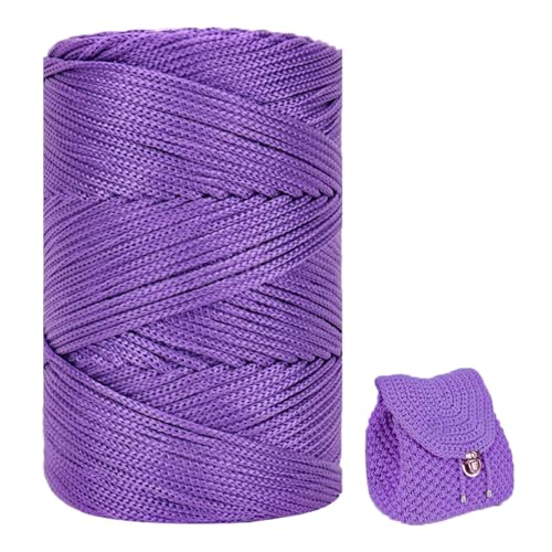 ZHANGXIAOMIN Polyester Garn 3mm X 225m，Makramee Garn 3mm，Makramee Band，Polypropylene Yarn，Geflochten Makramee Schnur Farbig，garn Zum Häkeln Für Stricken，Dekoration DIY Handwerk (dunkellila) von ZHANGXIAOMIN